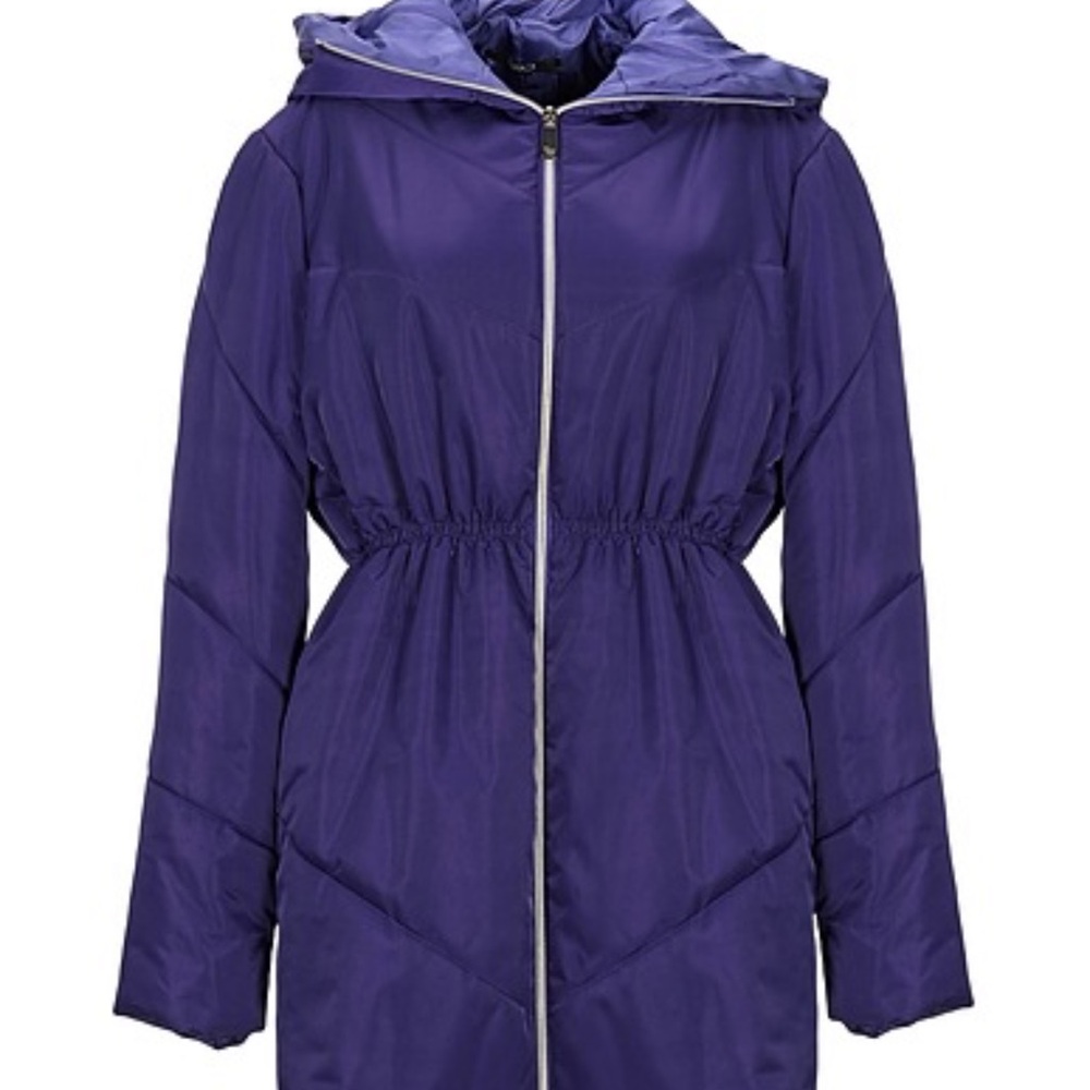 Elegant Women's Purple Hooded Puffer Coat